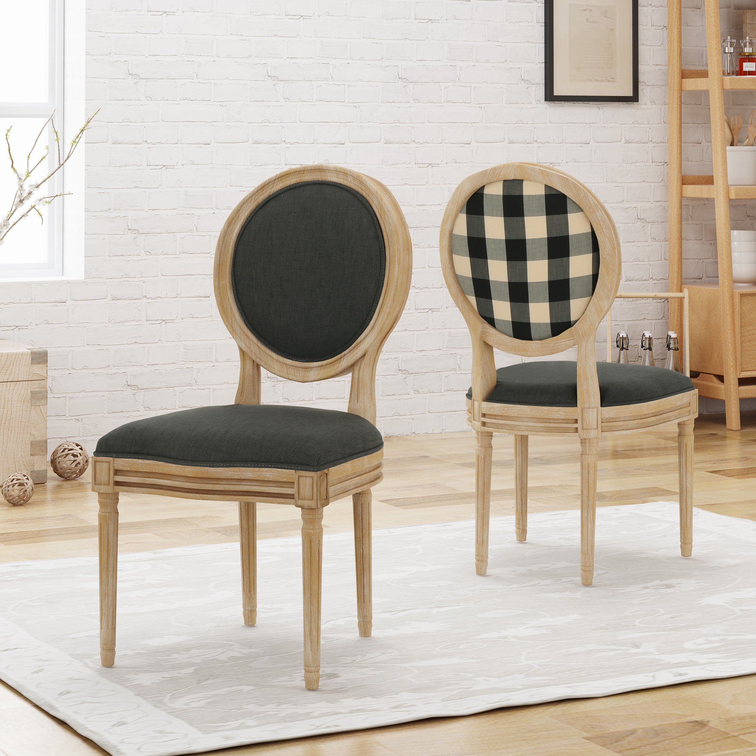 Reed Upholstered French Design Dining Chairs