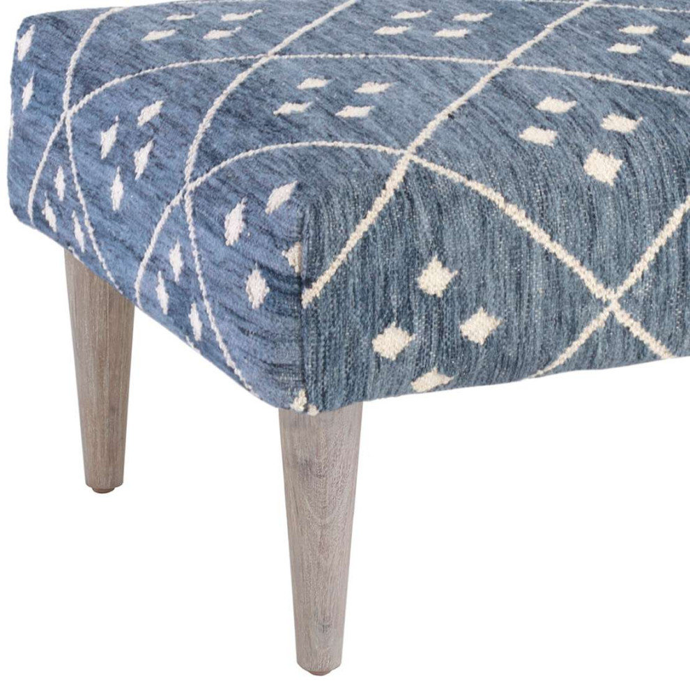 Kota Indigo Tapered Cerused Oak Leg Rug Ottoman   Midcentury   Footstools And Ottomans   by Annie Selke  Houzz