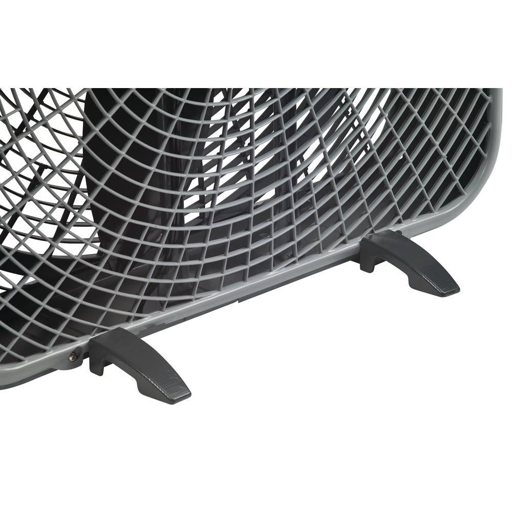 Lasko 20 in. 3 Speeds Box Fan in Gray with Weather-Shield Design for Window Use Energy Efficent Carry Handle Steel Body B20540