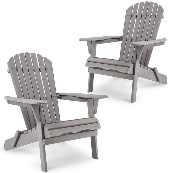 2 Piece Wooden Folding Adirondack Chair，For Outdoor - Overstock - 37594472