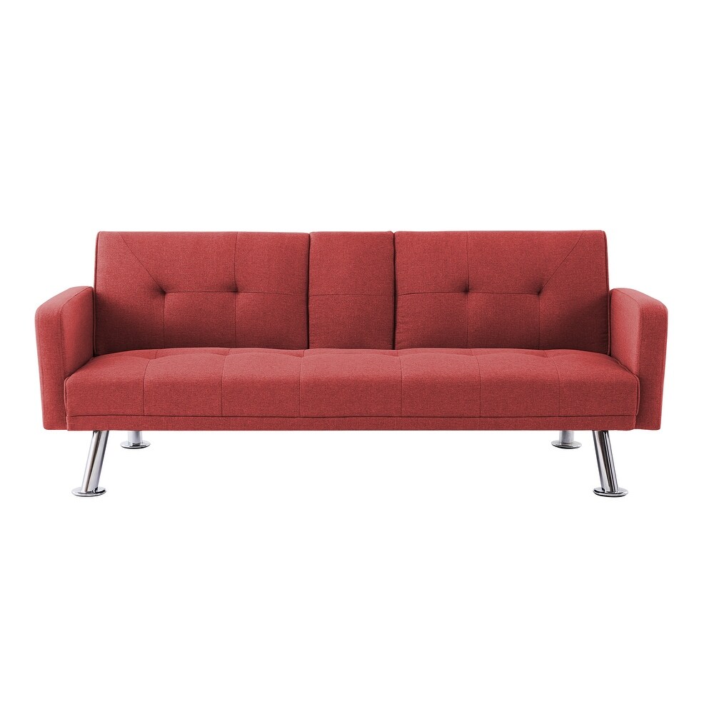 Convertible Folding Sofa Bed Loveseat with Armrest   Tufted Back  Modern Fabric Sleeper Sofa Couch for Living Room