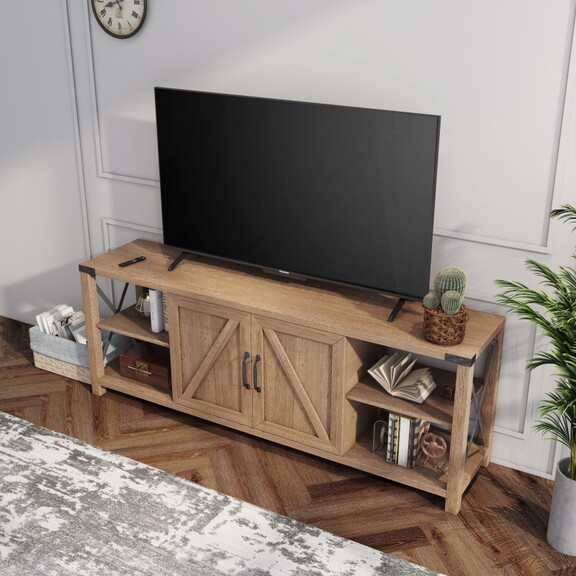 68 TV Stand Wood Metal TV Console Industrial Ente...