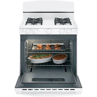 GE 30 in. 4.8 cu. ft. Freestanding Gas Range in White JGBS10DEMWW