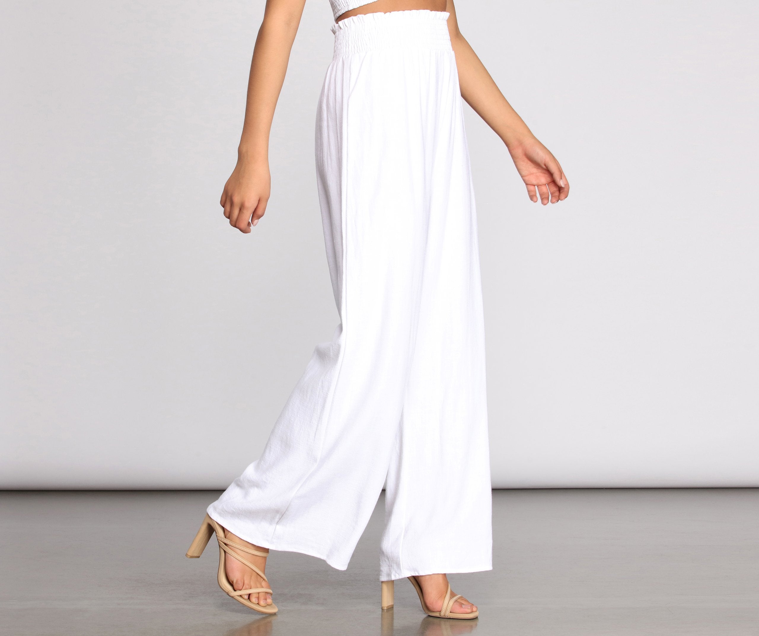 Day At The Hamptons Smocked Linen Pants