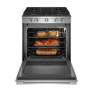 Whirlpool 5.8 cu. ft. Smart Contemporary Handle Slide-in Gas Range with Air Fry With Connection in Stainless Steel WEGA25H0HZ