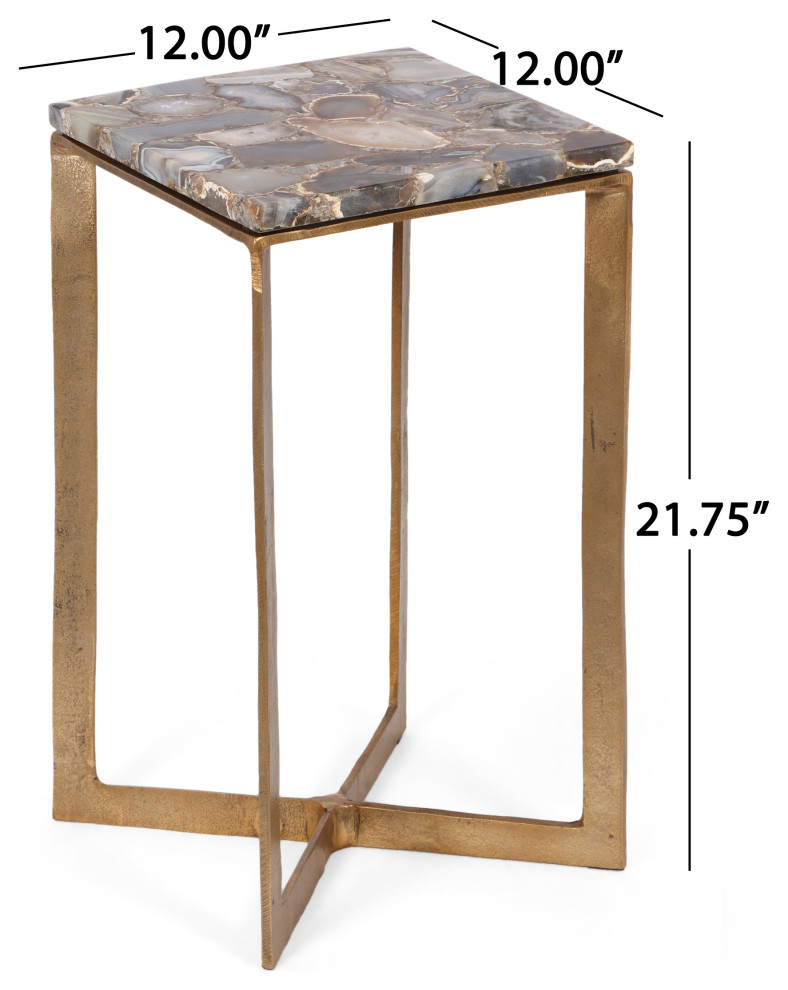 Bridger Boho Glam Handcrafted Aluminum Side Table with Agate Marble Top   Contemporary   Side Tables And End Tables   by GDFStudio  Houzz