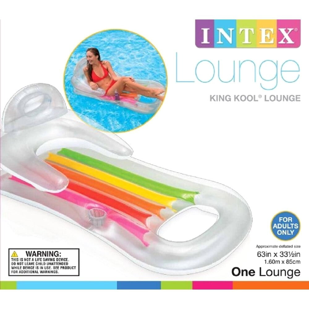 Intex Inflatable King Kool Pool Lounge 63" x 33.5", Color may vary