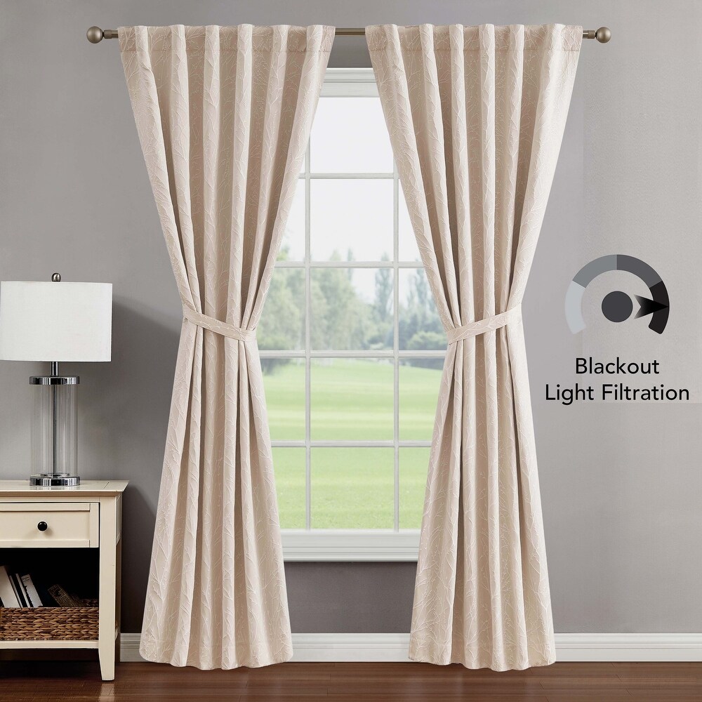 Creative Home Ideas Collins Blackout Window Curtain  Room Darkening  Thermal Insulated  Branch  Back Tab  2 Panels  2 Tiebacks