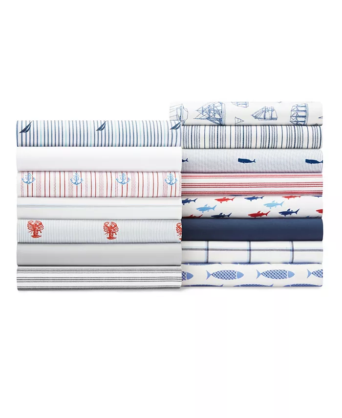 Nautica Beaux Stripe Cotton Percale 3-Piece Sheet Set， Twin