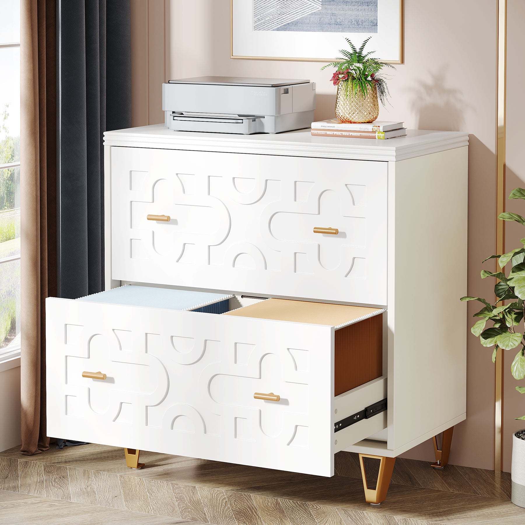 2-Drawer File Cabinet, Modern Storage Filing Cabinet Printer Stand