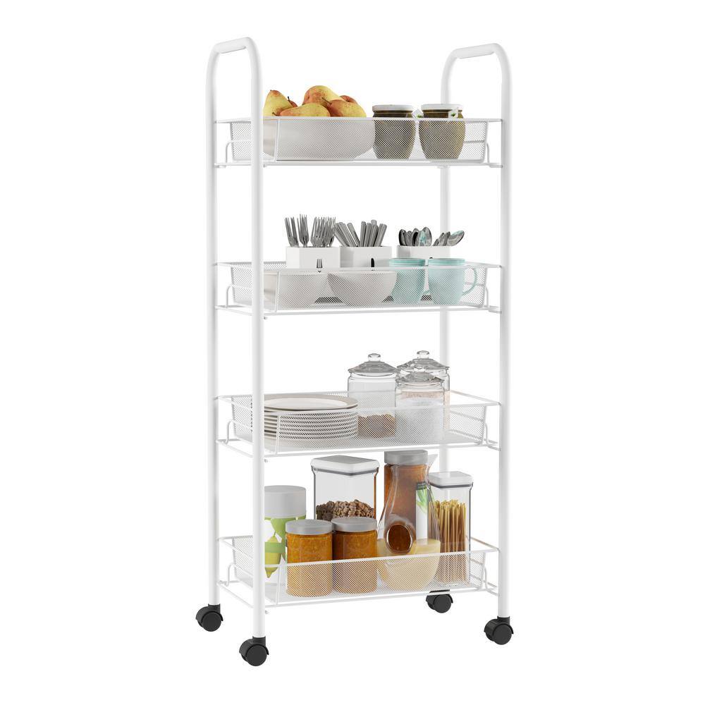 Lavish Home 4-Tier Metal Wheeled Narrow Storage Shelf Organizer Cart HW0500035