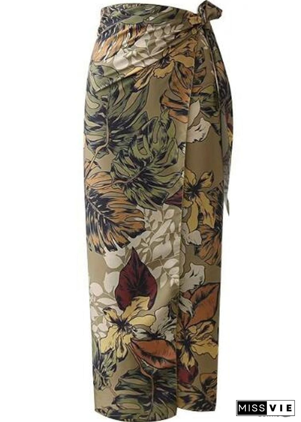 Boho Skirts in Wrap Skirt, Green Tropical For Women