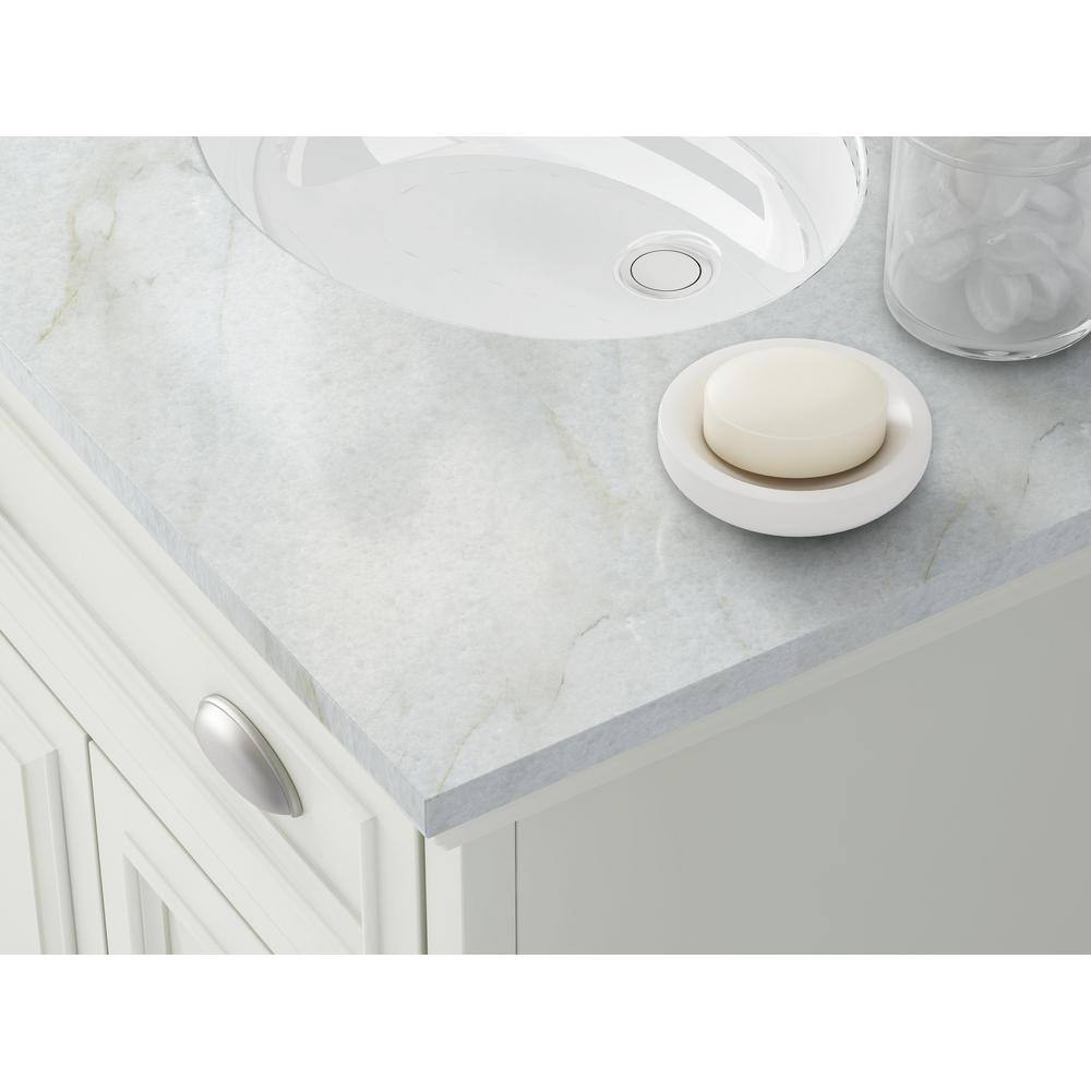 Home Decorators Collection Sadie 67 in. W x 21.5 in. D x 35 in. H Vanity in Matte Pearl with Marble Vanity Top in Natural White with White Sink MD-V2126