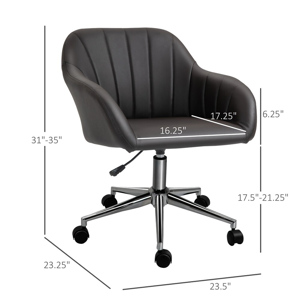 Vinsetto Mid Back Home Office Chair Computer Desk Chair with PU Leather  Adjustable Height  Swivel Wheels for Study  Bedroom