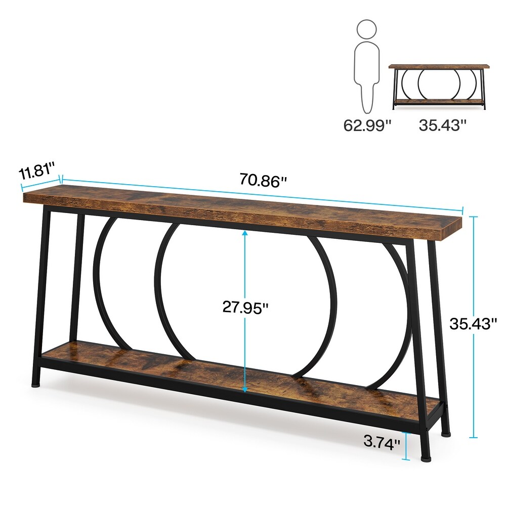 70.9 Inch Extra Long Narrow Sofa Console Table with Metal Frame for Entryway Living Room