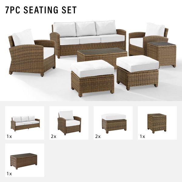 Bradenton 7Pc Outdoor Wicker Sofa Set - Sunbrella