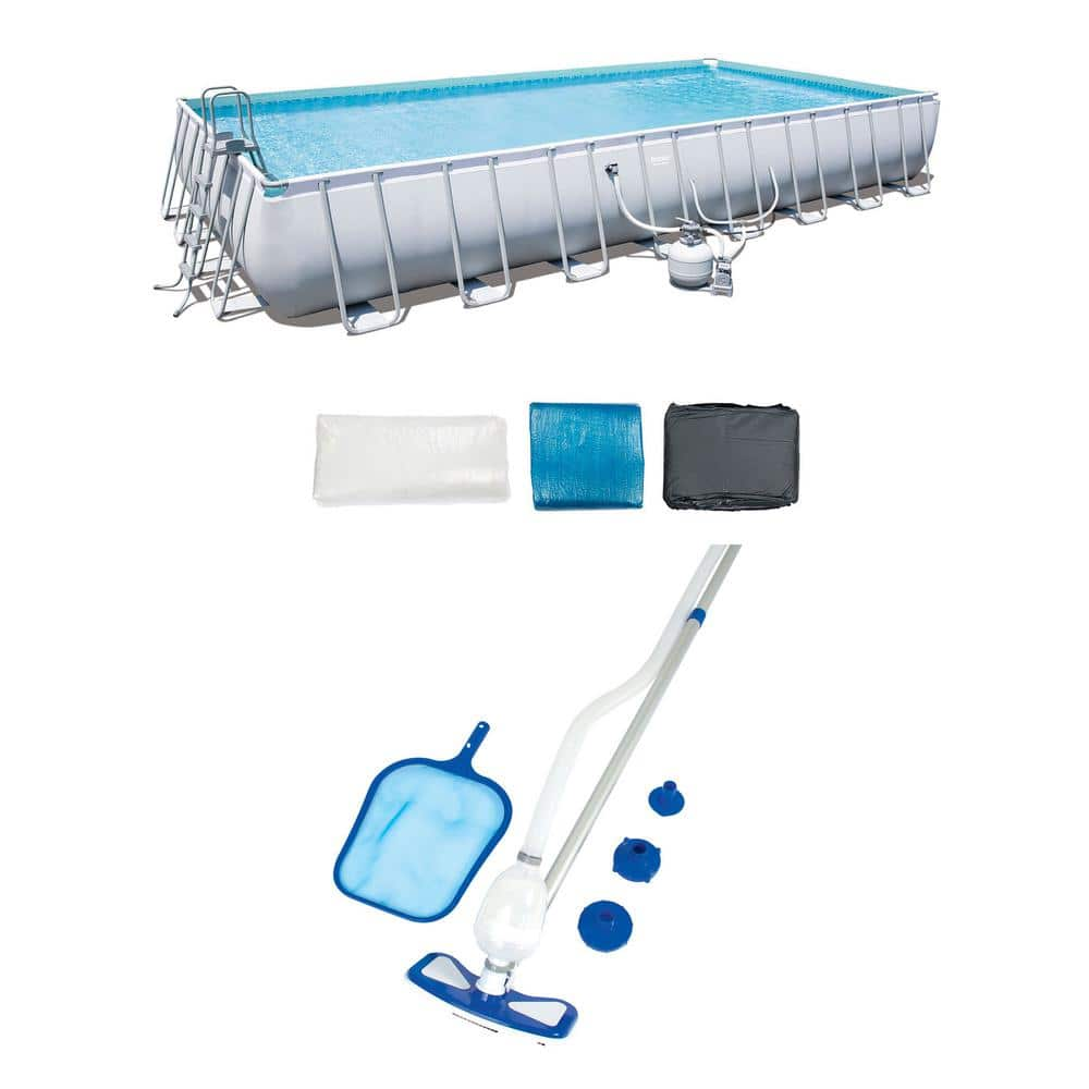 Bestway Rectangular Frame Swimming Pool Set with Cleaning and Maintenance Kit 56625E-BW + 58234E-BW