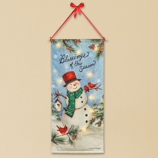 Collections Etc Led Lighted Snowman Blessings Of The Season Wall Banner