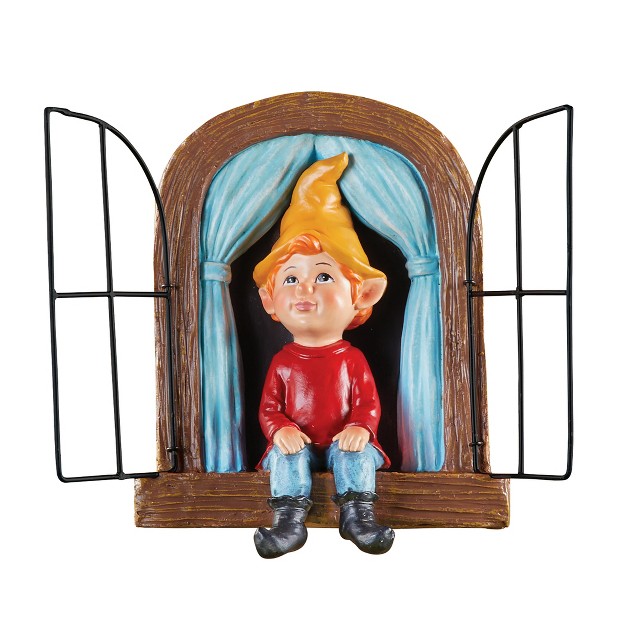 Collections Etc Charming Hand painted Gnome In Window Tree Hanger