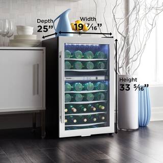 Danby Designer 19.44 in. 38-Bottle Freestanding Dual-Zone Wine Cooler DWC040A3BSSDD