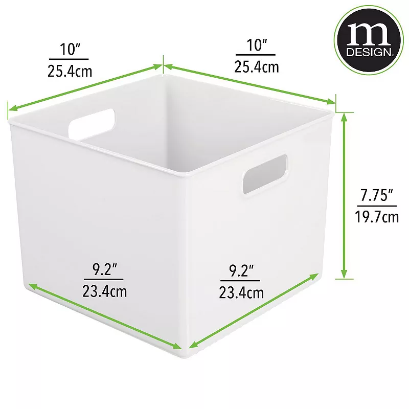 mDesign 10 x 10 x 7.75 Plastic Kitchen Pantry Storage Organizer Container Bin - 2 Pack