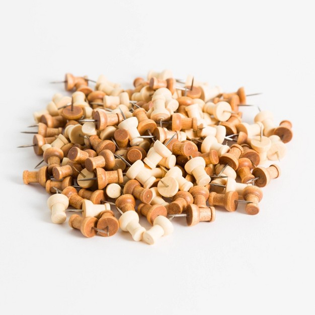 U Brands 150ct Wooden Push Pins With Jar