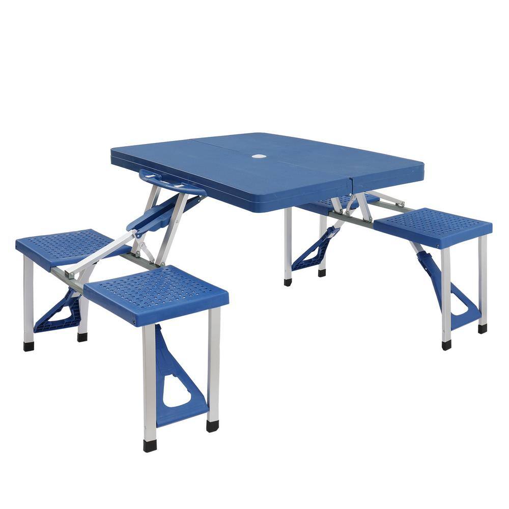 Cisvio Outdoor Siamese Plastic Folding Tables and Chairs-Plastic PS Thickening D0102HP3QDU