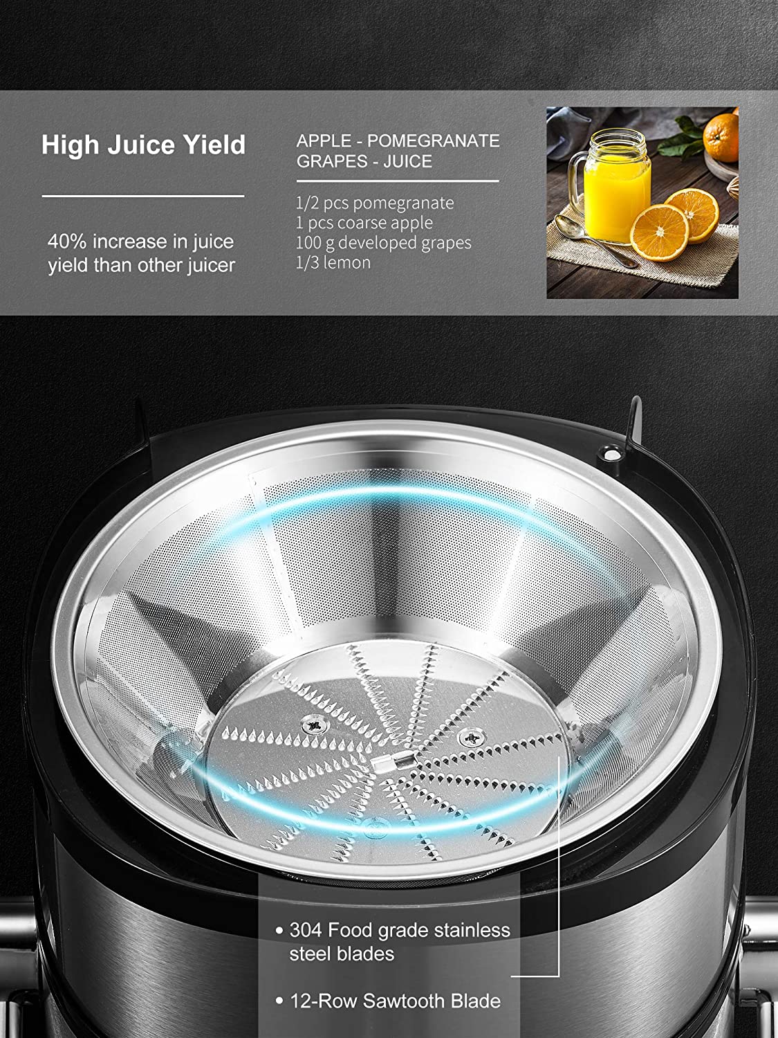 850W Juice Extractor with 5 Settings, Wide Mouth 3