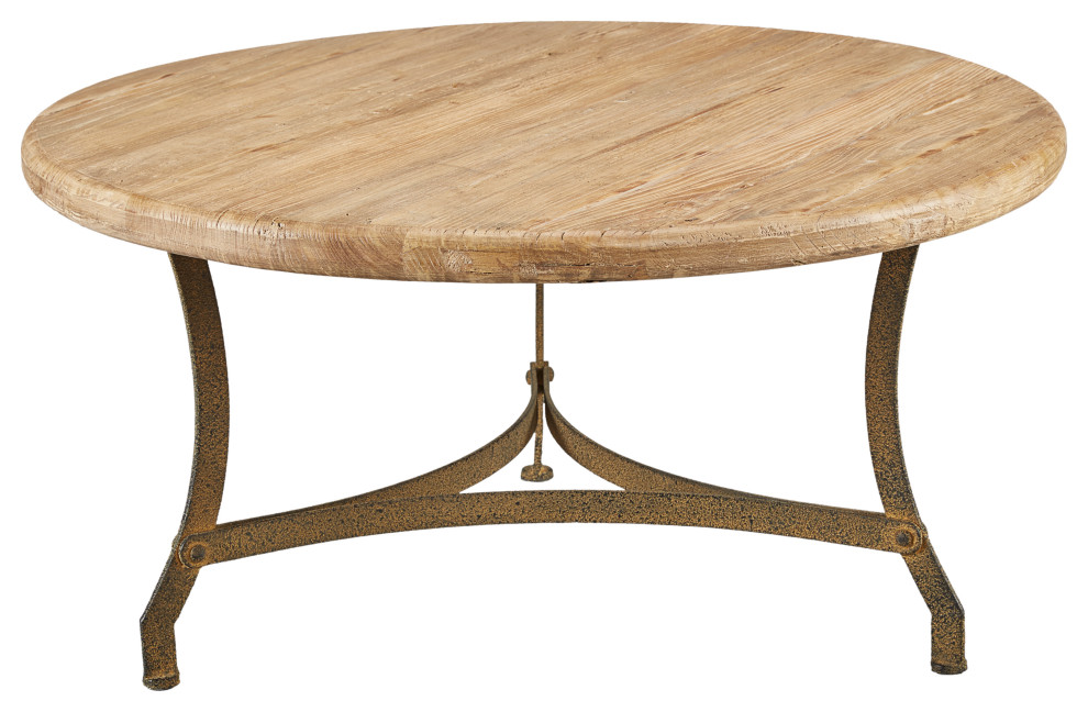 Newport Circular Elm Coffee Table   36.5 inch diameter   Industrial   Coffee Tables   by Furniture Classics  Houzz