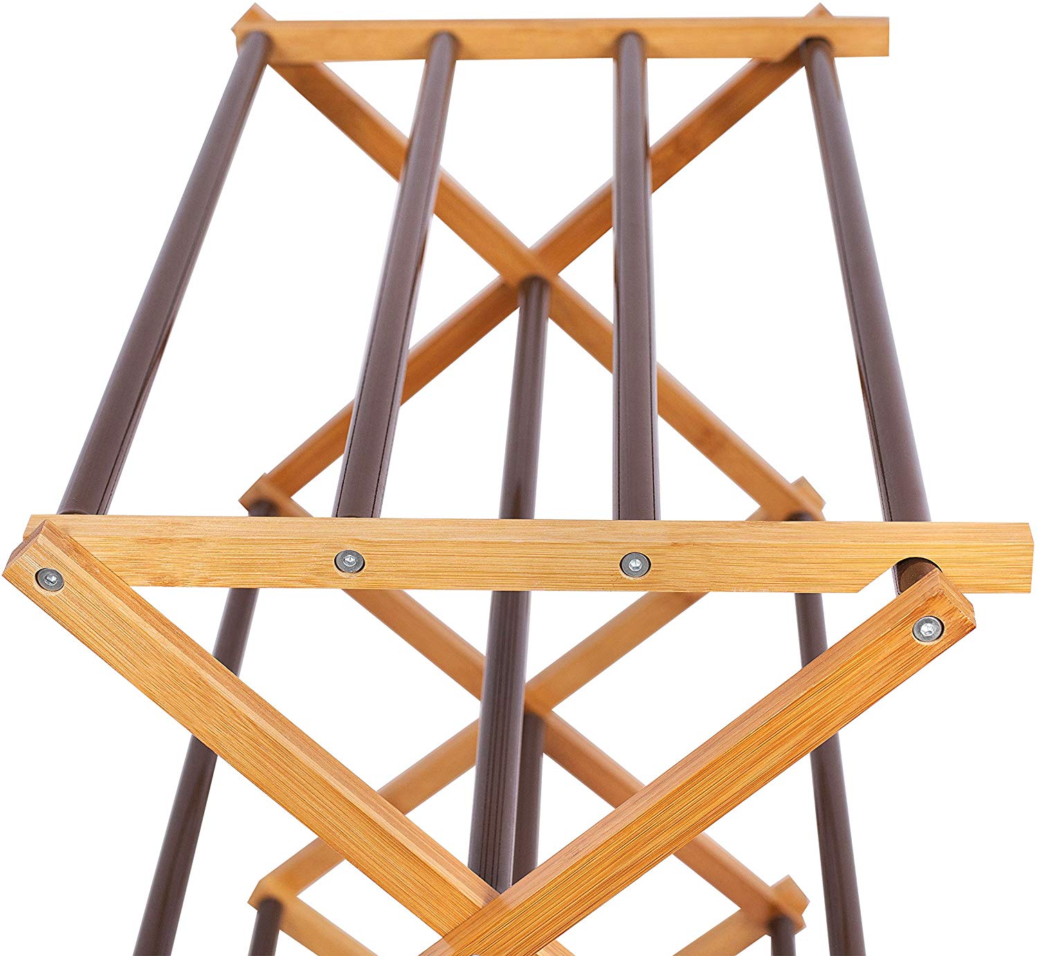 BirdRock Home 3-Tier Folding Steel Clothes Drying Rack - Walnut