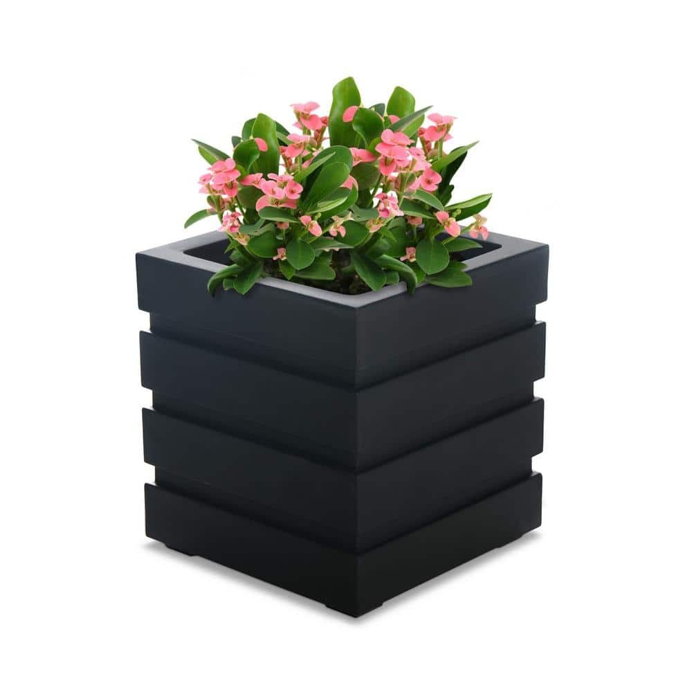 Mayne Freeport 18 in. Square Self-Watering Black Polyethylene Planter 5860-B