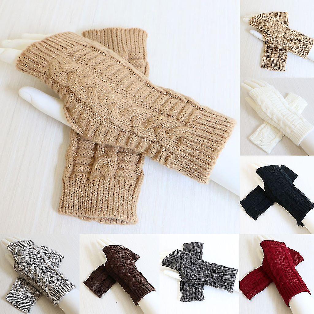 Women's Winter Stretchy Half Finger Turn Knitted Glove Riding Wrist Warmers