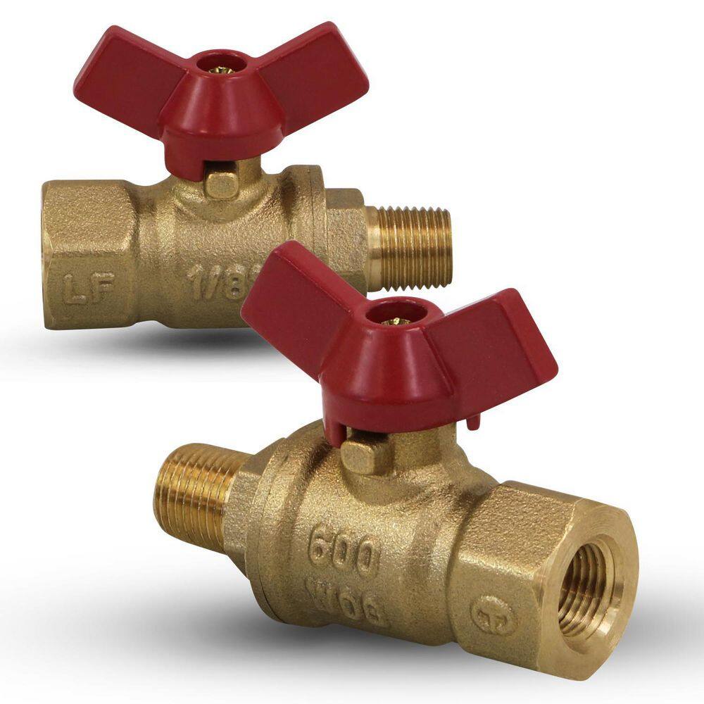 The Plumber's Choice 18 in. Lead Free Brass MIP and FIP Full Port Ball Valve with Butterfly Handle 837NG230-NL