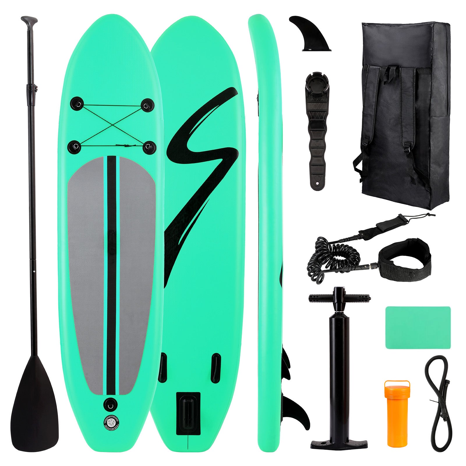 10FT Inflatable Paddleboard with Double Action Pump,  Adjustable Paddle, SUP Accessories and Carry Bag