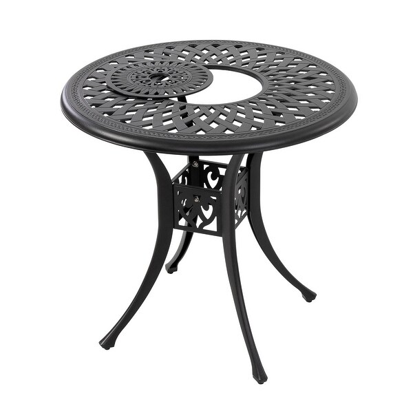 Outdoor 31'' Round Cast Aluminum Bistro Table with 1.97'' Umbrella Hole