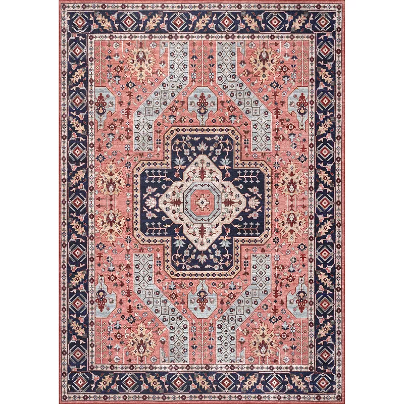 nuLOOM Amber Machine Washable Floral Aztec Area Rug