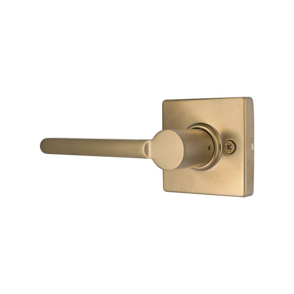 Defiant Tonebridge Satin Brass HallCloset Door Lever with Square Rose 32LS3XM03A