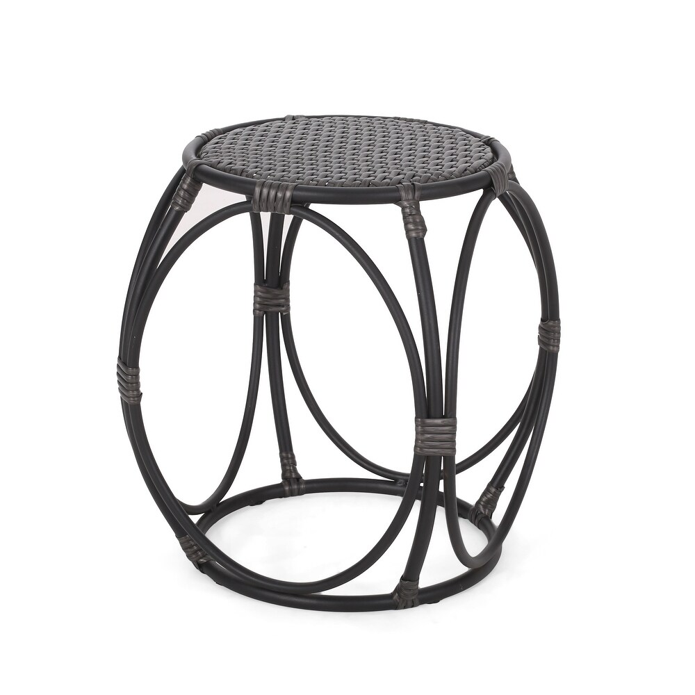 Juan Outdoor Wicker and Iron Side Table by Christopher Knight Home