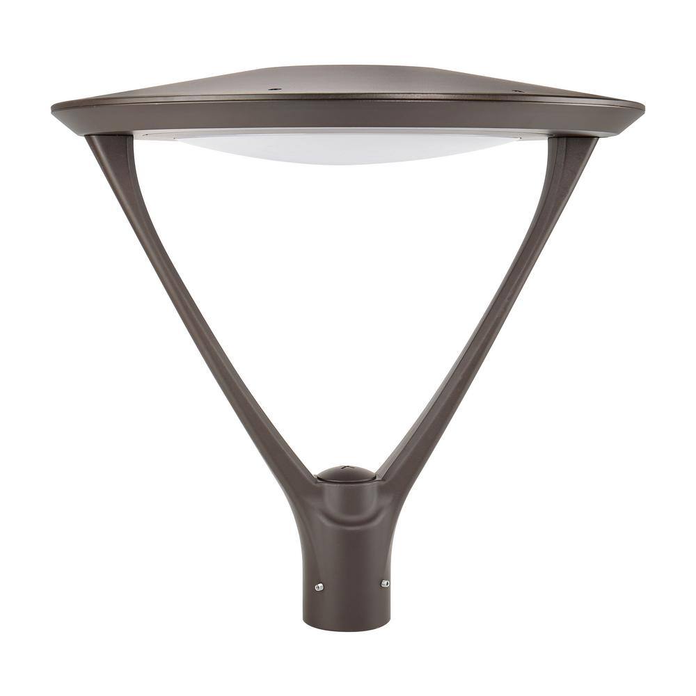 Viribright 100-Watt Equivalent Hardwired Dark Bronze Motion Sensing LED 25 in. Deck Post Light with Dimming Capabilities 200022