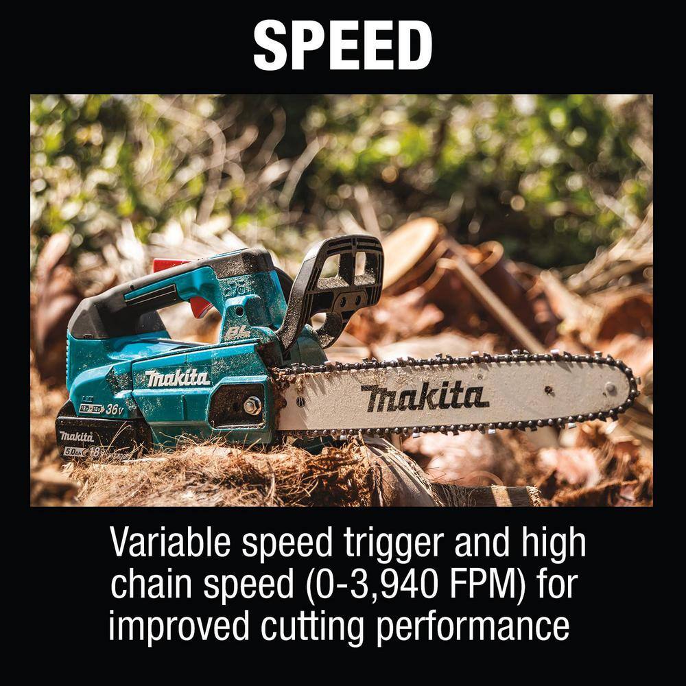 Makita LXT 14 in. 18V X2 (36V) Lithium-Ion Brushless Battery Top Handle Chain Saw Kit (5.0Ah) XCU08PT