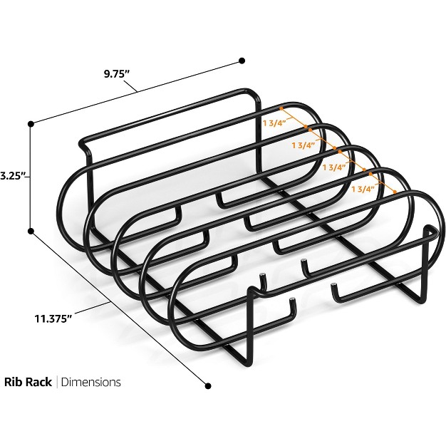 Sorbus Non stick Rib Rack For Grilling amp Barbecuing Black