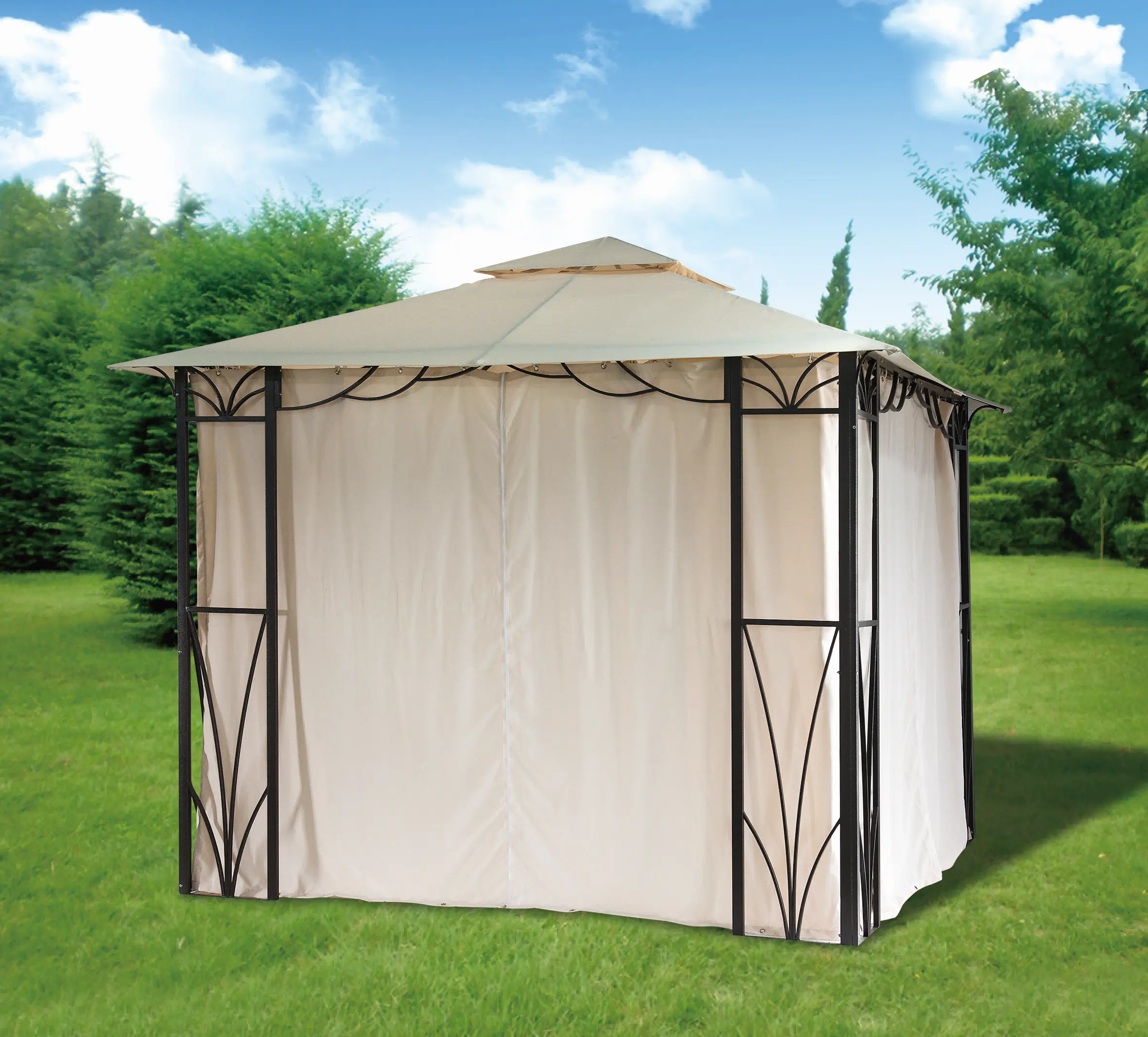 Spark 3x3M Manufacturer Supply Waterproof Portable Iron Gazebo Tent With Mosquito Outdoor Gazebo Canopy Shelter