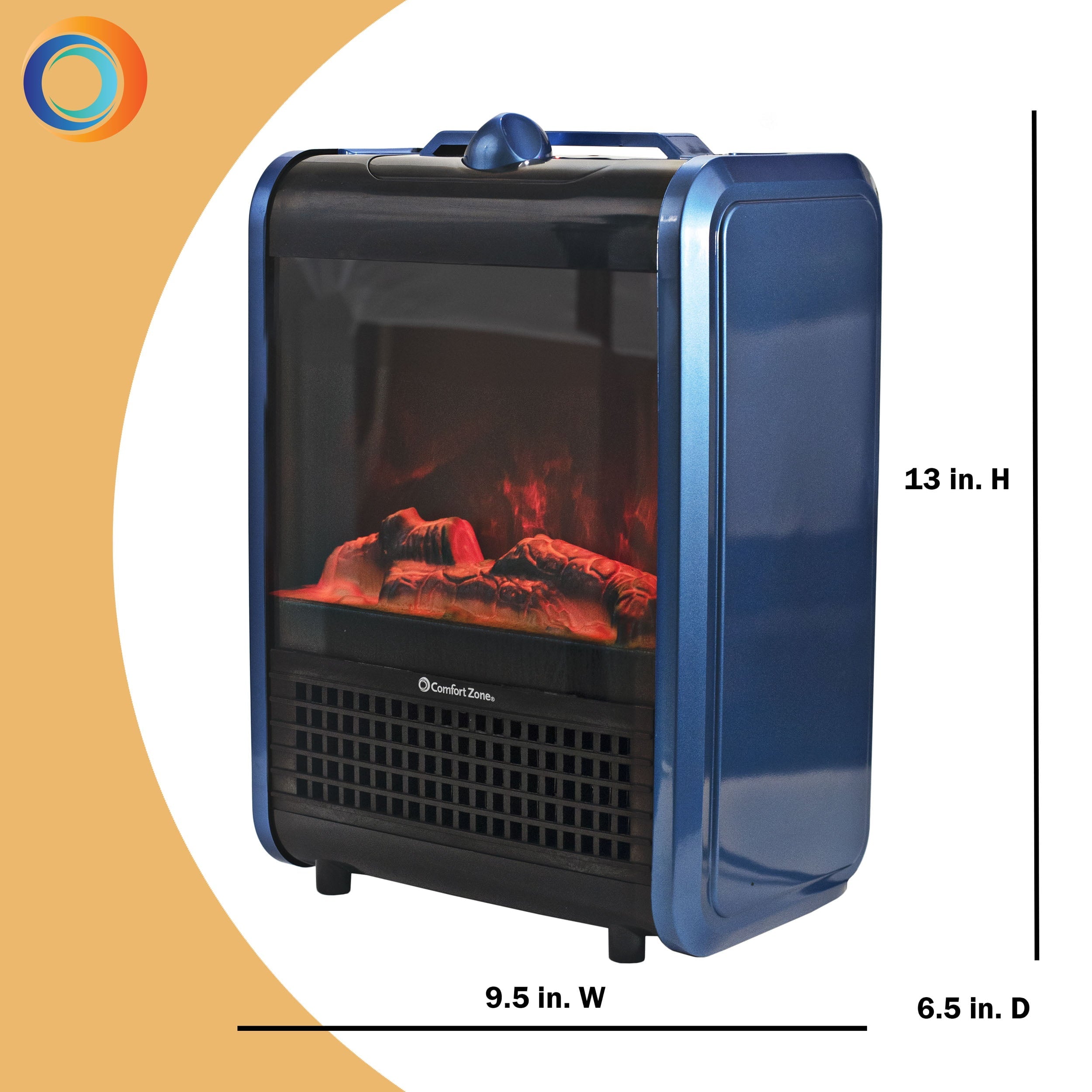 Comfort Zone Mini Portable Electric Fireplace Heater