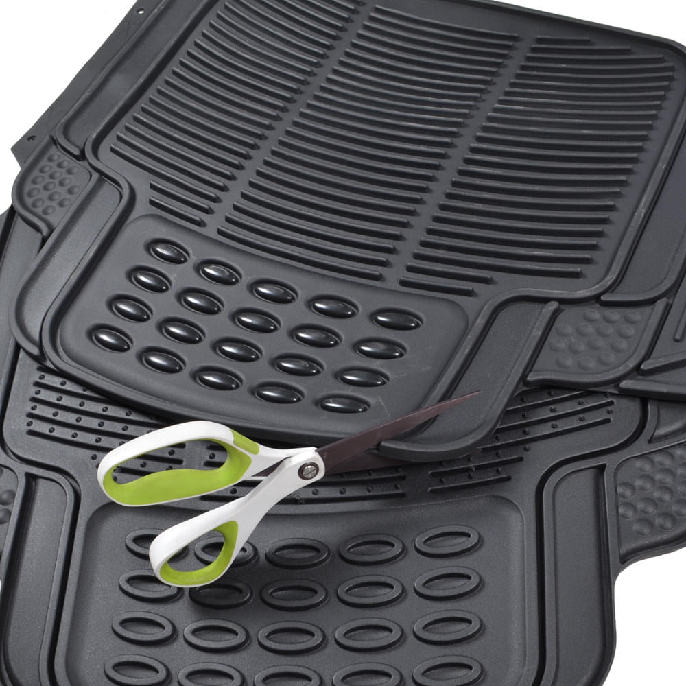 BDK 1-Piece Ridged Rubber Floor Mats Car SUV， Van and Truck Trimmable Liner