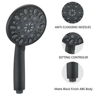 2-Spray Single Wall Mount Handheld High Pressure Shower Head in Matte Black Koo-LQW1-6613