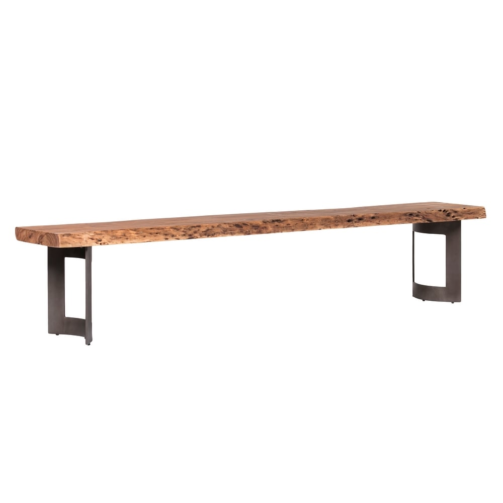 Aurelle Home Bennett Rustic Farmhouse Live Edge Bench