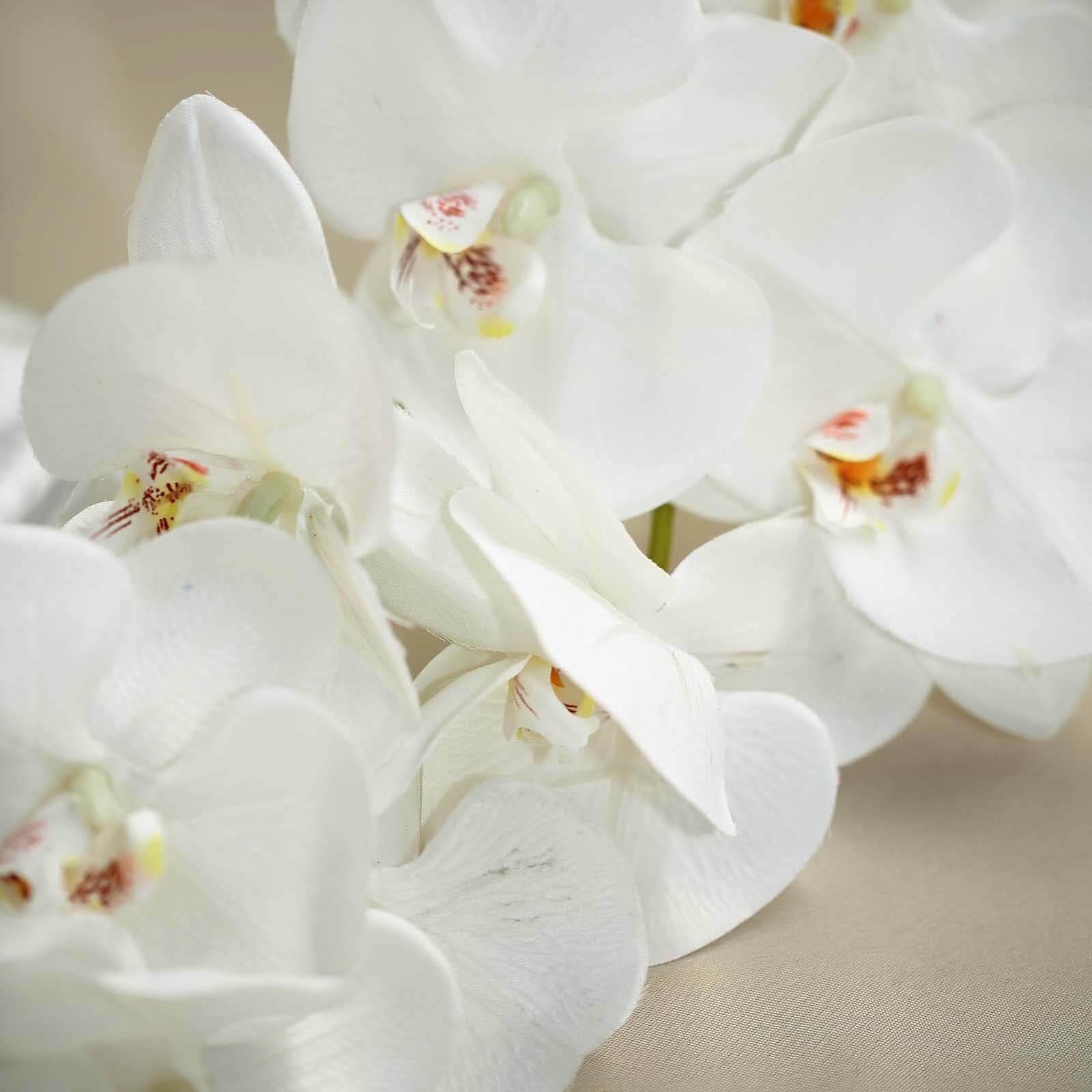 2 Stems White Artificial Silk Orchid Flower Bouquets 40