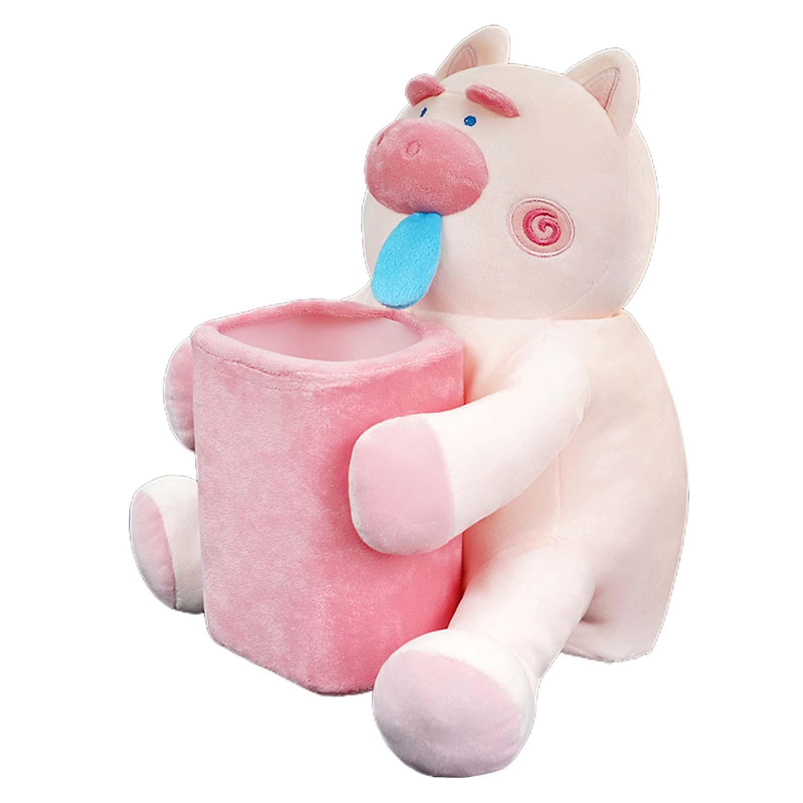 Soft Plush Car Tissue Case Trash Can For Living Room Vehicle Decoration Pig