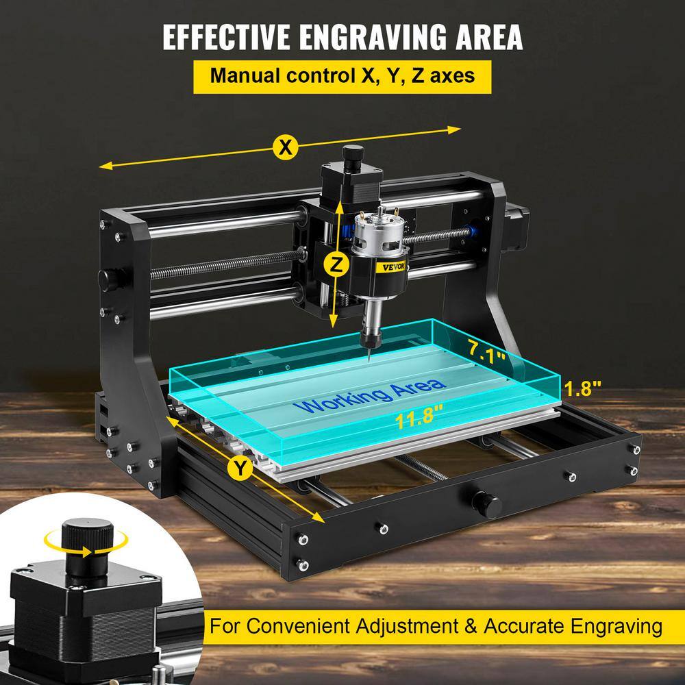 VEVOR CNC 3018-PRO 3 Axis CNC Router Kit GRBL Control Plastic Acrylic PCB PVC Wood Carving Milling Engraving Machine DKJ3018PROJCK0001V1