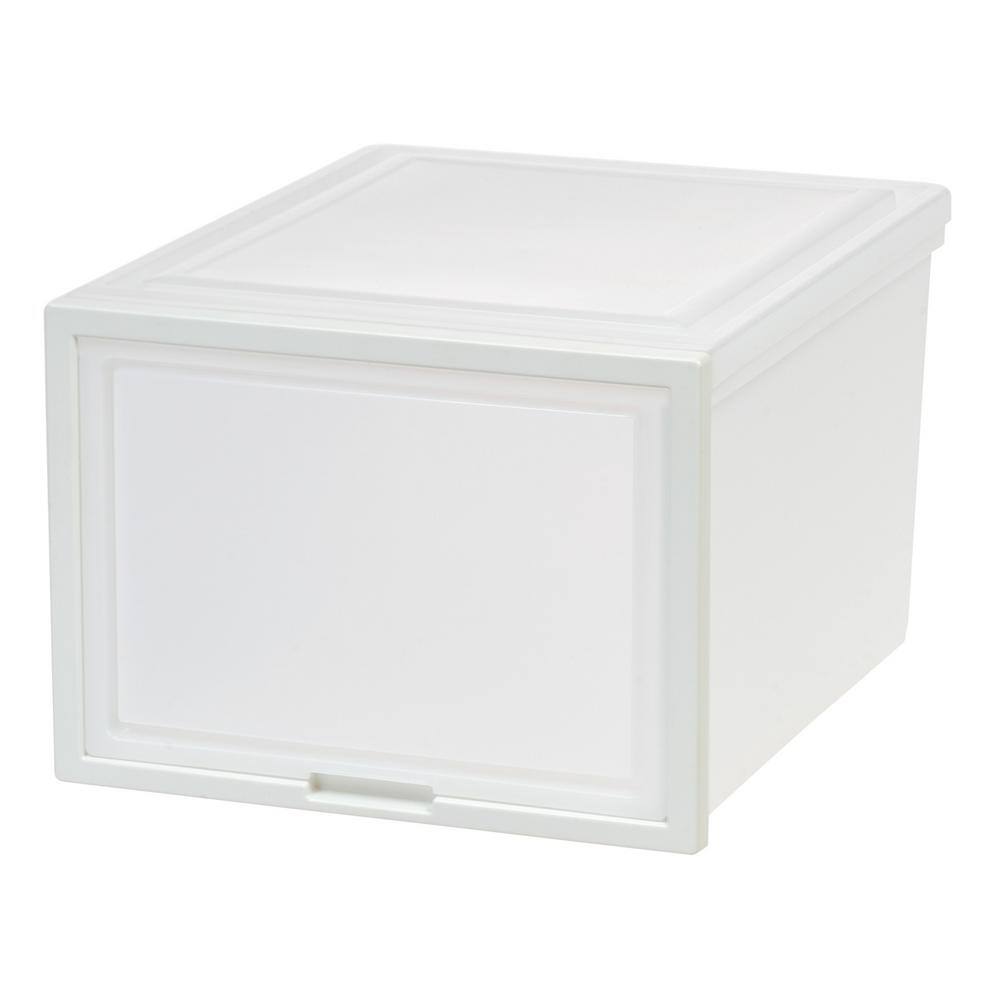 15.63 in. W x 11.63 in. H White 3-Drawers Deep Box Chest with Sliding Door 500057